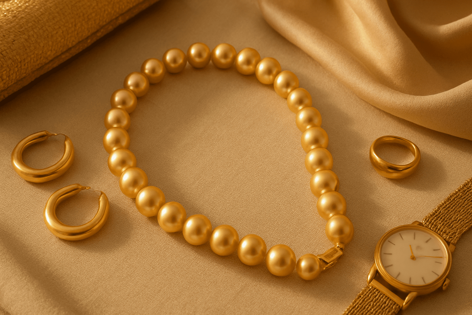 Styling goldener Perlen