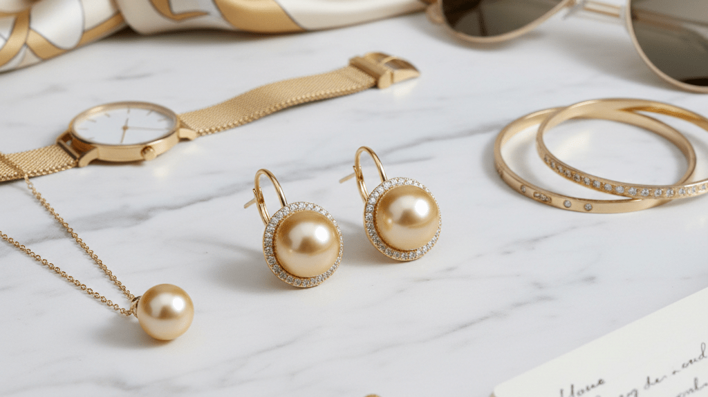 Styling von Perlenohrringen