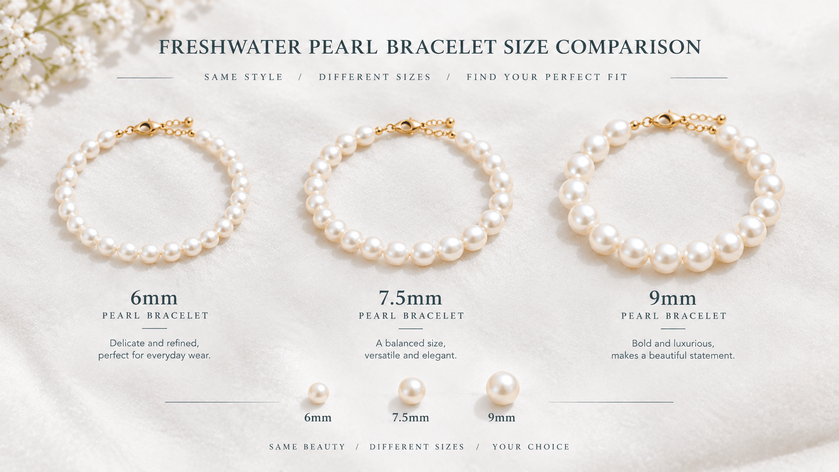 03. Die passende Größe für ein Süßwasserperlenarmband wählen