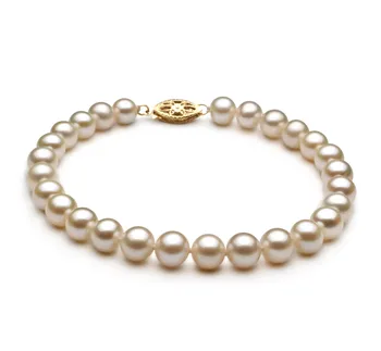 Weißes Süßwasserzuchtperlenarmband, 6–7 mm, von PearlsOnly
