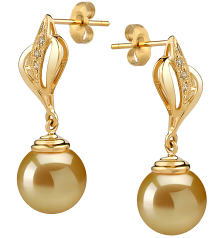 10-11mm AAA-Qualität Südsee Paar Ohrringe in The word \Damica\ does not have a direct translation in German as it appears to be a proper noun, possibly a name or a brand. It would remain unchanged in German text, simply written as \Damica\. Gold
