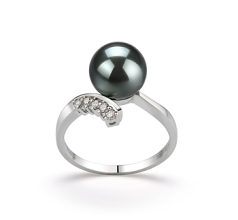 8-9mm AAA-Qualität Tahitisch Perlenringe in Gnade Schwarz