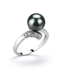 8-9mm AAA-Qualität Tahitisch Perlenringe in Gnade Schwarz