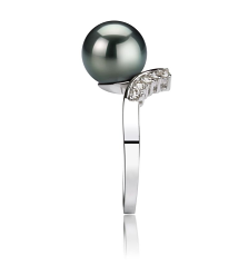 8-9mm AAA-Qualität Tahitisch Perlenringe in Gnade Schwarz