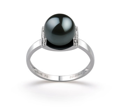 8-9mm AA-Qualität Japanische Akoya Perlenringe in Francine Schwarz