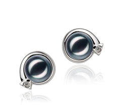 7-8mm AA-Qualität Japanische Akoya Paar Ohrringe in Angelina Schwarz