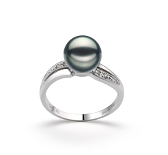 7-8mm AAA-Qualität Japanische Akoya Perlenringe in Caroline Schwarz