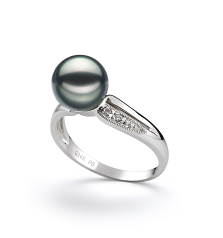7-8mm AAA-Qualität Japanische Akoya Perlenringe in Caroline Schwarz