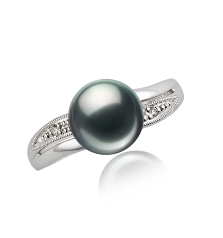 7-8mm AAA-Qualität Japanische Akoya Perlenringe in Caroline Schwarz