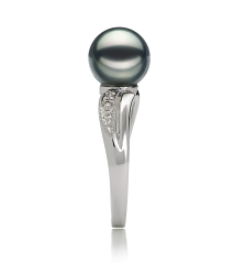 7-8mm AAA-Qualität Japanische Akoya Perlenringe in Caroline Schwarz