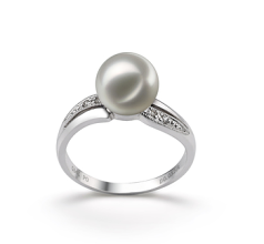 7-8mm AAA-Qualität Japanische Akoya Perlenringe in Caroline Weiß