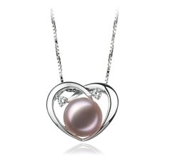 9-10mm AA-Qualität Süßwasser Perlenanhänger in Katie Heart Lavendel