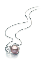 9-10mm AA-Qualität Süßwasser Perlenanhänger in Katie Heart Lavendel