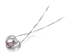 9-10mm AA-Qualität Süßwasser Perlenanhänger in Katie Heart Lavendel