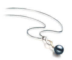 8-9mm AA-Qualität Japanische Akoya Perlenanhänger in Pennie Schwarz