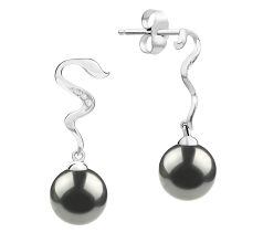 8-9mm AAA-Qualität Tahitisch Paar Ohrringe in Tamara Schwarz