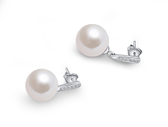 12-13mm AA+-Qualität Süßwasser - Edison Paar Ohrringe in Edison Dangle Weiß