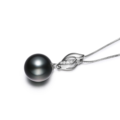9-10mm AAA-Qualität Tahitisch Perlenanhänger in Lebenslauf Schwarz