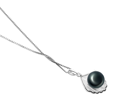 7-8mm AA-Qualität Süßwasser Perlenanhänger in Schale Schwarz