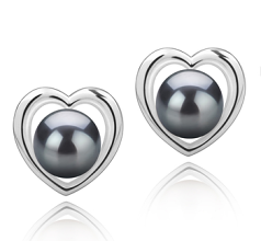 8-9mm AAA-Qualität Tahitisch Paar Ohrringe in Kimberly-Heart Schwarz