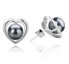 8-9mm AAA-Qualität Tahitisch Paar Ohrringe in Kimberly-Heart Schwarz