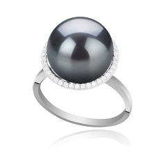 12-13mm AA-Qualität Tahitisch Perlenringe in Yanaka Schwarz