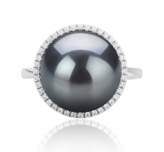 12-13mm AA-Qualität Tahitisch Perlenringe in Yanaka Schwarz