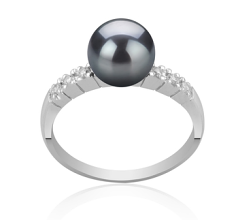 7-8mm AAA-Qualität Japanische Akoya Perlenringe in Marian Schwarz