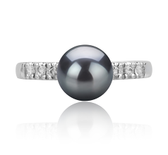 7-8mm AAA-Qualität Japanische Akoya Perlenringe in Marian Schwarz