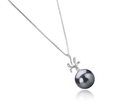 12-13mm AAA-Qualität Tahitisch Perlenanhänger in Ebenholz Schwarz