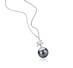 12-13mm AAA-Qualität Tahitisch Perlenanhänger in Ebenholz Schwarz