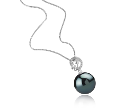 11-12mm AAA-Qualität Tahitisch Perlenanhänger in Trish Schwarz
