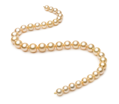 9.3-13.2mm AA+-Qualität Südsee Perlenhalskette in 18-Zoll Gold