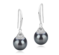 10-11mm AAA-Qualität Tahitisch Paar Ohrringe in Roxanne Schwarz