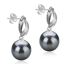 9-10mm AAA-Qualität Tahitisch Paar Ohrringe in Shamara Schwarz