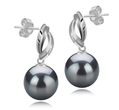 9-10mm AAA-Qualität Tahitisch Paar Ohrringe in Shamara Schwarz