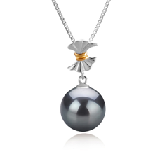 9-10mm AAA-Qualität Tahitisch Perlenanhänger in Belva Schwarz