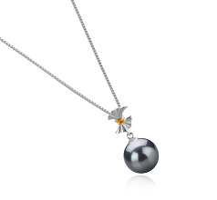 9-10mm AAA-Qualität Tahitisch Perlenanhänger in Belva Schwarz