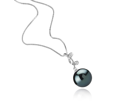 11-12mm AAA-Qualität Tahitisch Perlenanhänger in Angie Schwarz