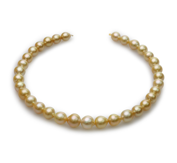 10-14mm Barock-Qualität Südsee Perlenhalskette in 18-Zoll Gold