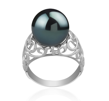 12-13mm AA-Qualität Tahitisch Perlenringe in Alva Schwarz