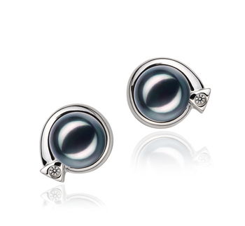 7-8mm AA-Qualität Japanische Akoya Paar Ohrringe in Angelina Schwarz
