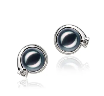 7-8mm AA-Qualität Japanische Akoya Paar Ohrringe in Angelina Schwarz