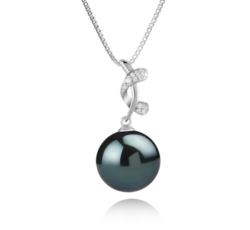 11-12mm AAA-Qualität Tahitisch Perlenanhänger in Angie Schwarz