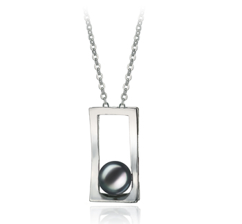 7-8mm AA-Qualität Süßwasser Perlenanhänger in Athena Schwarz