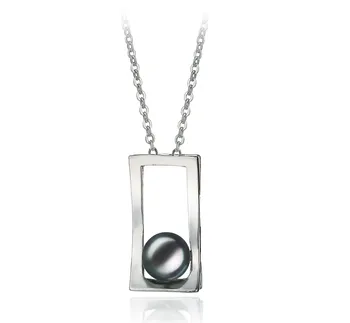 7-8mm AA-Qualität Süßwasser Perlenanhänger in Athena Schwarz