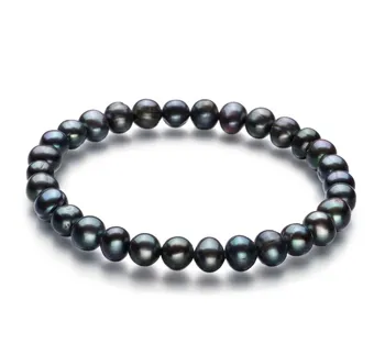 6-7mm A-Qualität Süßwasser Armreifen in Glückseligkeit Schwarz 6-7mm A-Qualität Süßwasser Armreifen in Glückseligkeit Schwarz