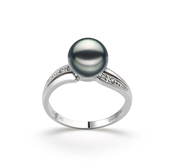 7-8mm AAA-Qualität Japanische Akoya Perlenringe in Caroline Schwarz