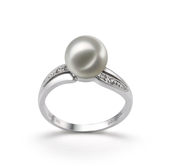 7-8mm AAA-Qualität Japanische Akoya Perlenringe in Caroline Weiß