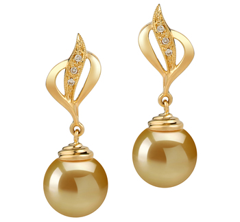 10-11mm AAA-Qualität Südsee Paar Ohrringe in The word \Damica\ does not have a direct translation in German as it appears to be a proper noun, possibly a name or a brand. It would remain unchanged in German text, simply written as \Damica\. Gold
